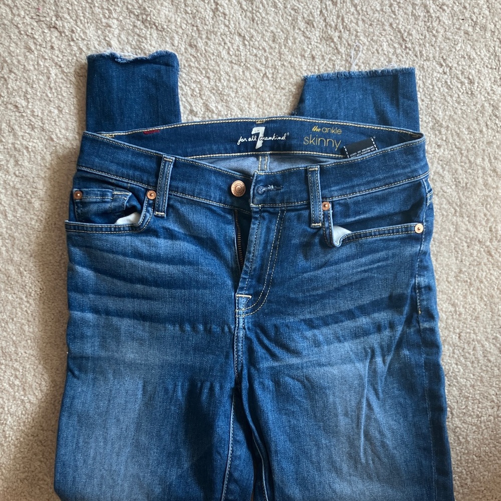 7 For All Mankind Ankle Skinny Jeans - Dark Blue Wash
